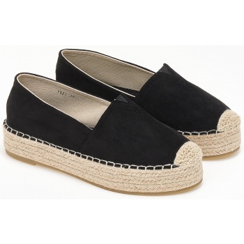 suede εσπαντρίγιες με διπλή σόλα - μαύρο