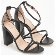  πέδιλα με στρογγυλά λουράκια - μαύρο