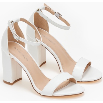 ψηλά πέδιλα με χοντρό τακούνι - λευκό