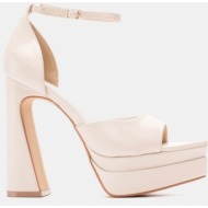  μυτερά πέδιλα με διπλή φιάπα και μπαρέτα - μπεζ