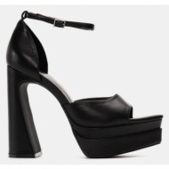  μυτερά πέδιλα με διπλή φιάπα και μπαρέτα - μαύρο