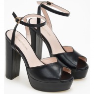  πέδιλα με χοντρό τακούνι και φιάπα - μαύρο