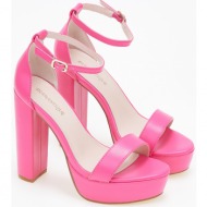  πέδιλα με χοντρό τακούνι και κλειστή φτέρνα - φούξια