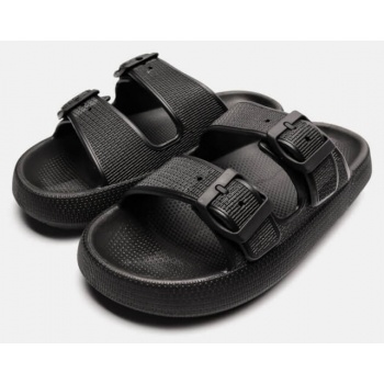 παντόφλες δίσολες με δυο τόκες - μαύρο