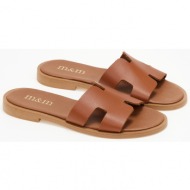  δερμάτινα σανδάλια με ανοίγματα στο πλάι - ταμπά