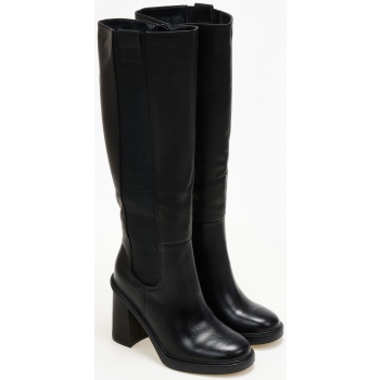 μπότες με συνδυασμό υλικών - μαύρο