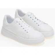  basic sneakers με χρωματική λεπτομέρια - λευκό