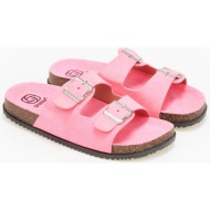  suede slides με ρυθμιζόμενα ζωνάκια - φούξια