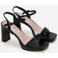  πέδιλα με χοντρό τακούνι - μαύρο