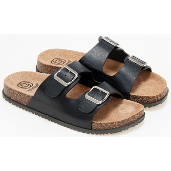 παντόφλες με δύο τόκες - μαύρο