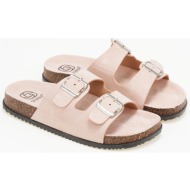  suede slides με ρυθμιζόμενα ζωνάκια - ροζ