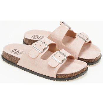 suede slides με ρυθμιζόμενα ζωνάκια 