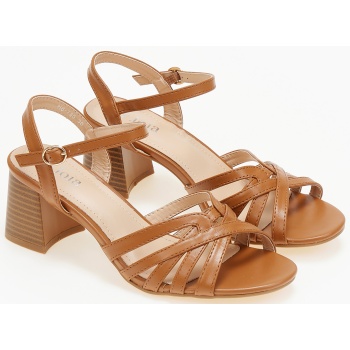 πέδιλα με πολλαπλά λουράκια - κάμελ