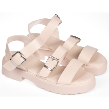 σανδάλια με τρακτερωτή σόλα - μπεζ