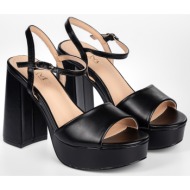  πέδιλα με χοντρό τακούνι και λουράκια - μαύρο