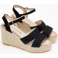  πλατφόρμα- εσπαντρίγια με πλεκτό σχέδιο - μαύρο