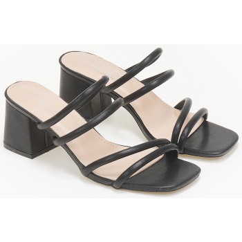 mules με χοντρό τακούνι - μαύρο