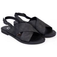  φλατ σανδάλια με χιαστί φάσες - μαύρο