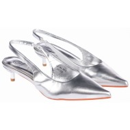  χαμηλές slingback γόβες με λεπτό τακούνι - ασημί