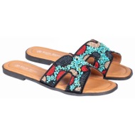  flat σανδάλια με boho σχέδιο - μαύρο