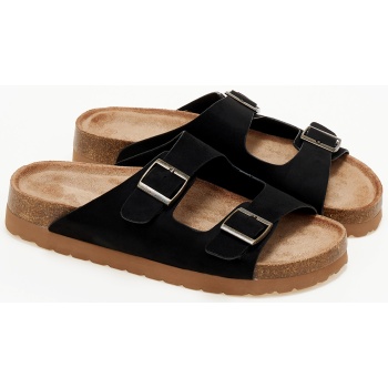 παντόφλες με διπλές τόκες - μαύρο