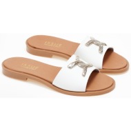 flat σανδάλια με διακοσμητικο ελληνικής κατασκευής - λευκό