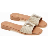 flat σανδάλια με ψάθα ελληνικής κατασκευής - μπεζ