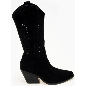 μπότες cowboy με κέντημα - μαύρο