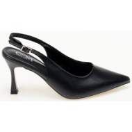  μυτερές open heel γόβες και strass - μαύρο