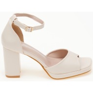  ψηλά πέδιλα με κλειστή φτέρνα και χοντρό τακούνι - μπεζ