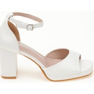  ψηλά πέδιλα με κλειστή φτέρνα και χοντρό τακούνι - λευκό
