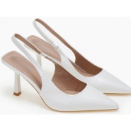  open heel μυτερές shiny γόβες με λεπτό τακούνι - λευκό