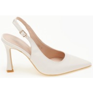  μυτερές γόβες open heel με ψηλό τακούνι - μπεζ