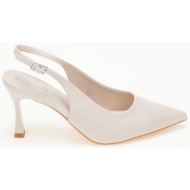  μυτερές open heel γόβες και strass - μπεζ