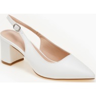  open heel μυτερές γόβες με χοντρό τακούνι - λευκό