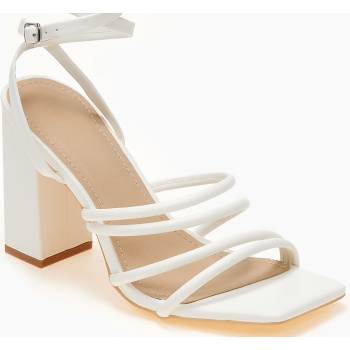 πέδιλα με τακούνι και λουριά - λευκό