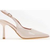  γόβες open heel μυτερές με λεπτό τακούνι - μπεζ