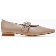  ballet shoes μυτερά και μεταλλικές λεπτομέρειες - μπεζ