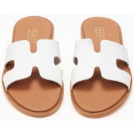  φλατ σανδάλια ελληνικά με φάσα και ανοίγματα - λευκό