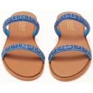  ελληνικά σανδάλια με glitter και μαιανδρο - μπλε