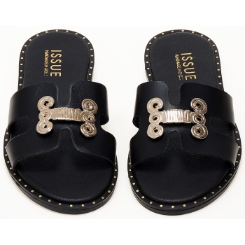 φλατ σανδάλια handmade in greece - μαύρο