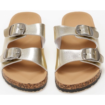 σανδάλια flatform με αγκράφες - χρυσό