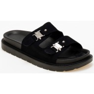  σανδάλια flatform με suede φάσες - μαύρο