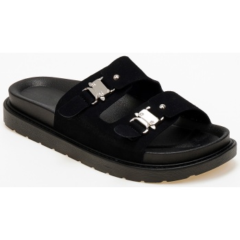 σανδάλια flatform με suede φάσες - μαύρο