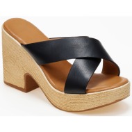  γυναικεία clogs - τσόκαρα με χιαστί φάσες - μαύρο