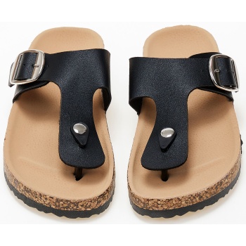 σανδάλια flatform με δίχαλο - μαύρο