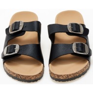  σανδάλια flatform με αγκράφες - μαύρο