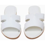  φλατ εξώφτερνα σανδάλια με φάσα και ανοίγματα - λευκό