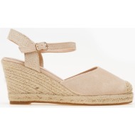  εσπαντρίγιες εξώφτερνες με τακούνι και μπαρέτα - μπεζ