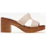  mules με χοντρό τακούνι - μπεζ